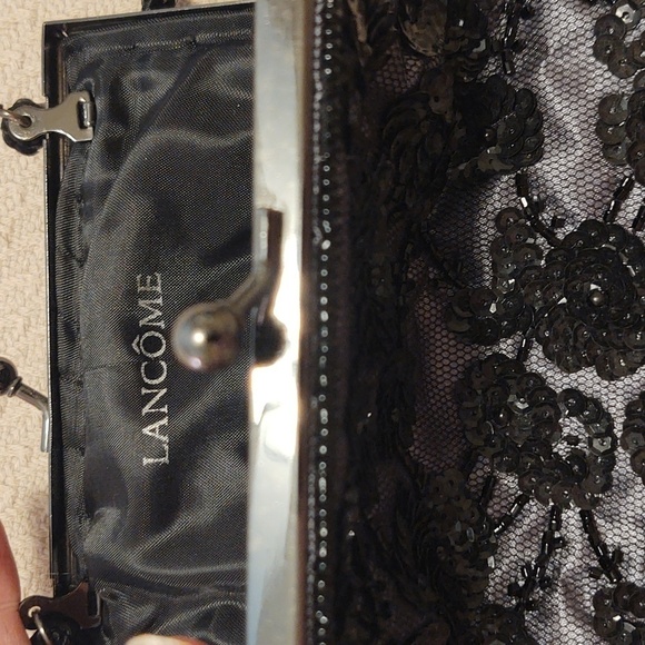 Lancome Black Sequin, beaded fringe purse - Picture 3 of 5